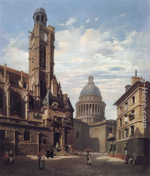 Jules Dupre A View of The Pantheon and the Church of